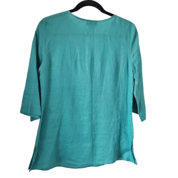 Rafaella 100% Linen Tunic with Beaded Neckline, S - Picture 2 of 7